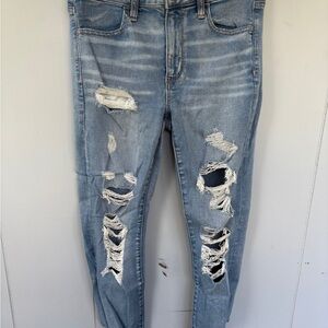 American Eagle Outfitters Light Blue Distressed Skinny Jeans